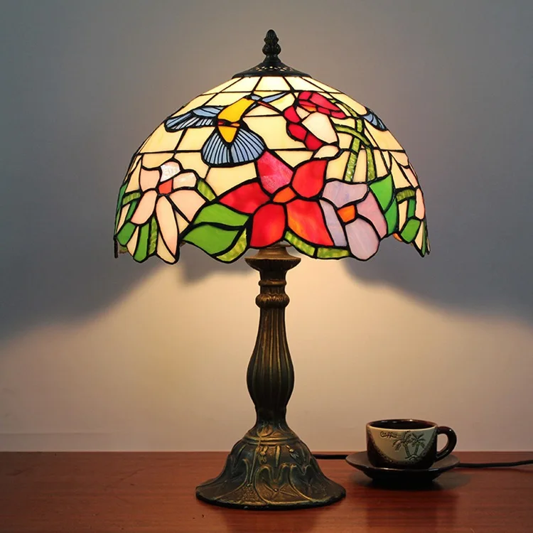 30CM European pastoral art glass bird decorative desk lamp Hotel Club