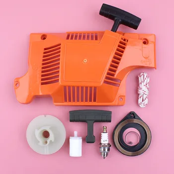 

Recoil Starter Pulley Rope Handle Grip Spring Fuel Filter Spark Plug Kit For Husqvarna 50 51 55 Chainsaw Replacement Parts