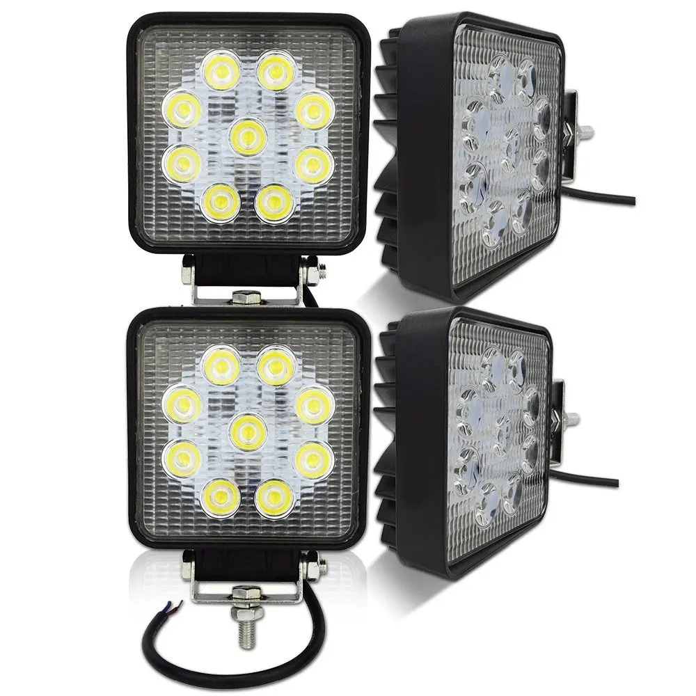DOT 4PCS 27W 4" Inch Flood Square LED Work Light Waterproof Driving Lights Off road Fog Light