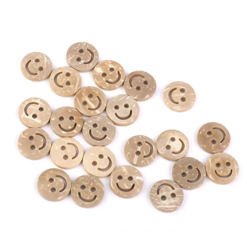 100pcs 13mm Smile Face Coconut Buttons Cute Kids Children Apparel Button Sewing Scrapbooking Accessories Cardmaking DIY Craft