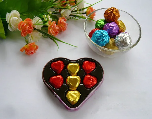 Gold Red Purple Green Silver Coffe Blue Chocolate Wring Tin Gold Red Purple Green Silver Coffe Blue Chocolate Wring Tin Foil Covered Candy Aluminum Paper 10 10cm 500pcs Lot
