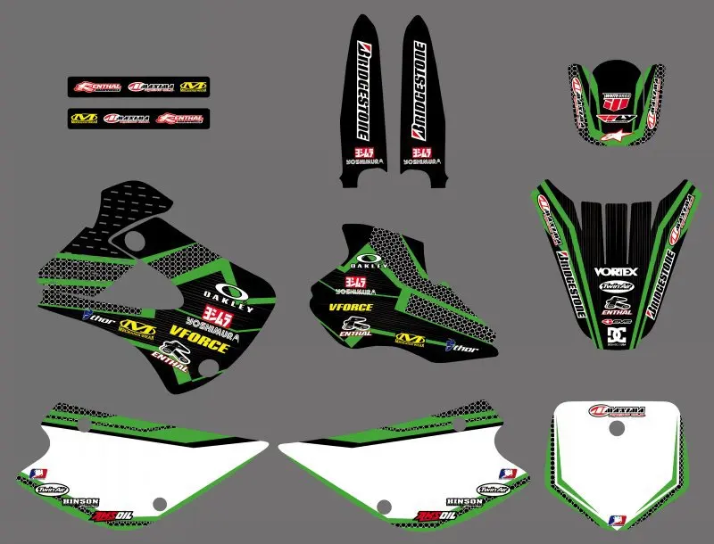 

0475 Net new style TEAM GRAPHICS & BACKGROUNDS DECALS FOR Kawasaki KX85 KX100 KX 85 1998 1999 2000