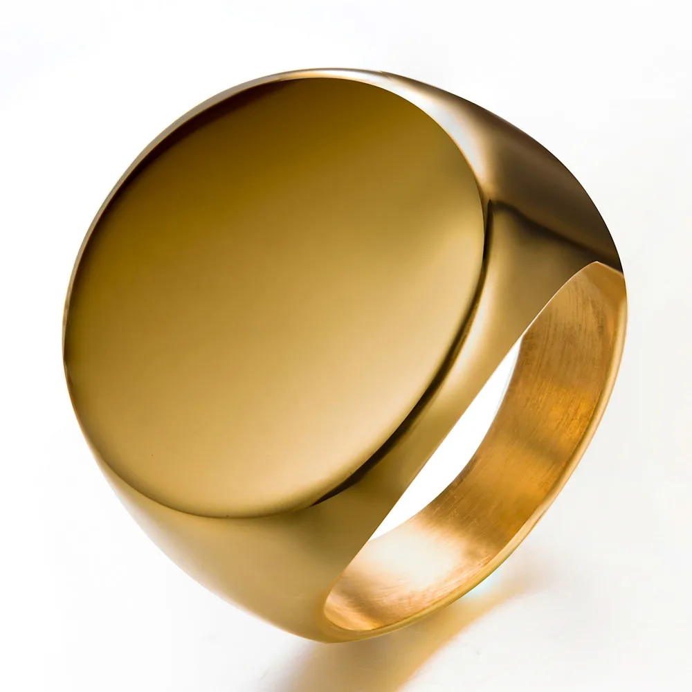 Хорошее ювелирное изделие байкерское кольцо из нержавеющей стали 316L Полированное серебряное кольцо с круглой печаткой для женщин и мужчин