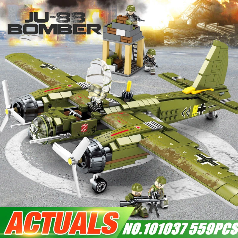 

Ju-88 Bomber Fighter Legoing ww2 Building Block Bricks 559pcs Set Military World War Army Model Toy For Children Kids Birthday