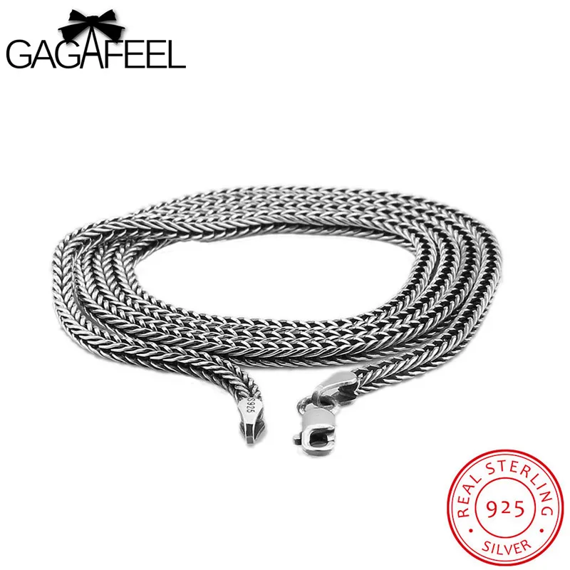GAGAFEEL Цепи Стерлингового Серебра 925 Мужской Ожерелья Человек Модные Punk Спорт Стиль Цепь Старинные Красивый День Рождения Подарки N13