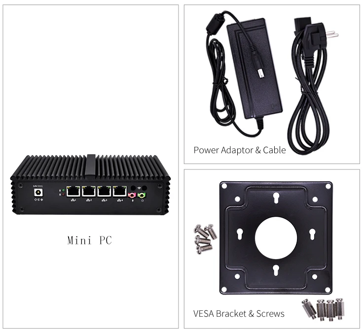 Мини-ПК 4 Lan безопасности шлюза устройства поддержка AES-NI как межсетевой экран LAN или WAN маршрутизатор x86 микро компьютер