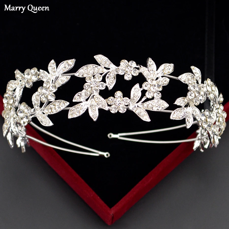 

Fashion Silver Princess Crown Baroque Handmade Queen Head Ornaments Beach Bride Wedding Hair Accessories Crown Decoration