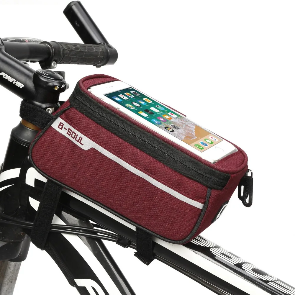 Велосипедные сумки с сенсорным экраном MTB велосипедная Рама передняя трубка сумка для хранения 6,0 дюймов мобильный телефон непромокаемые наушники отверстие дизайн
