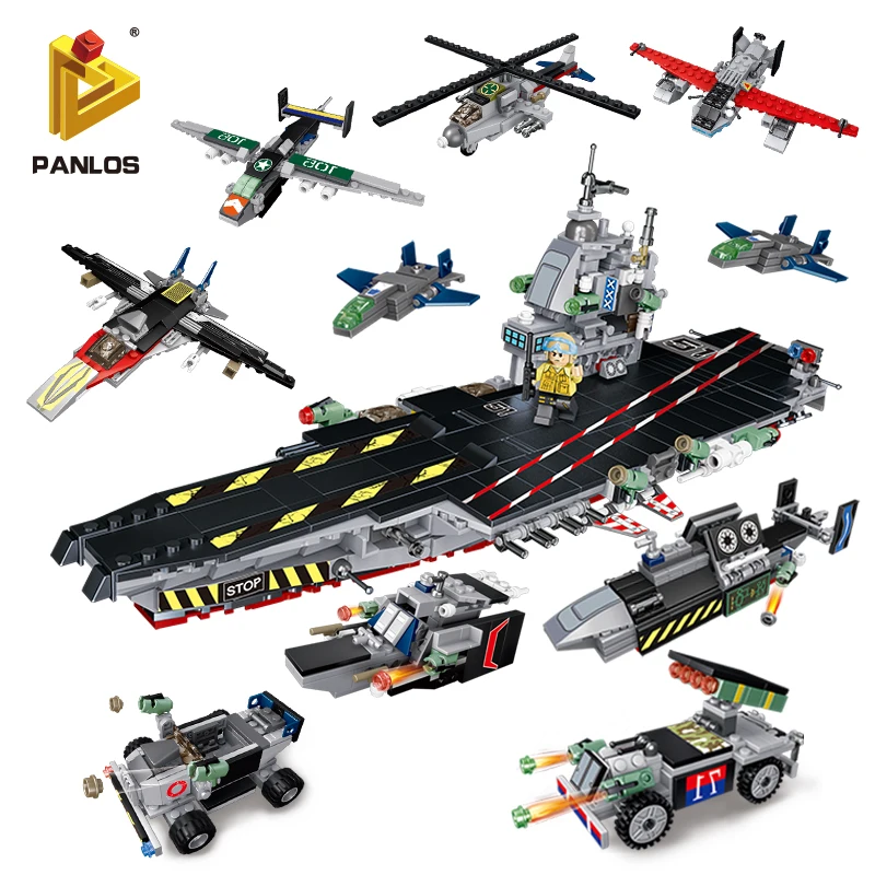 Block Bricks Construction Kits panlos 633003 Military Series Aircraft Carrier Building Blocks 8in1 
