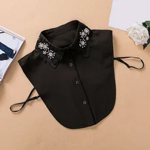 Женские Съемный рубашка со стразами ошейник с украшением в виде кристаллов рубашка фальшивый воротник для Для женщин Съемная шнуровка с лацканами Поддельные меховой воротник одежда Лидер продаж