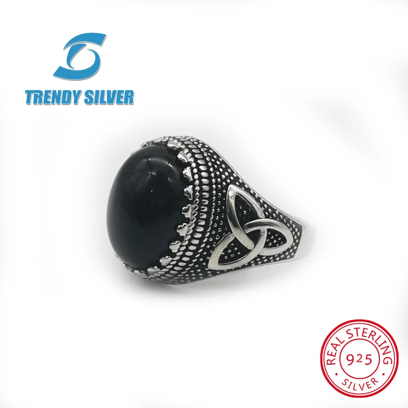 

silver 925 fine jewelry man rings men accessories turquoise gemstone natural onyx agate wholesale TRENDY SILVER