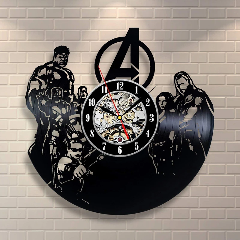 Wandklok Horloge Мураль Мстители настенные часы дизайн украшения винтажные Ретро виниловые часы-пластинка домашние декоративные часы бесшумные