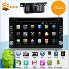 Double 2 din Android 5.1.1 Quad Core Universal in dash Car Radio DVD GPS Navigation Bluetooth Support touch screen+Camera wifi