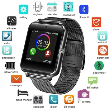 

Fashion Men's Stainless Steel Smart Watch Information Reminder Phone To Dial Bluetooth Music Player Reloj inteligente smartwatch