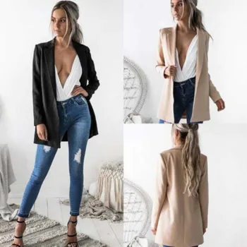 

US STOCK Women Cardigan Suit Coat 2017 Business Office Lady Temperament Long Outwear