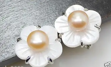 lady's Natural 6-7mm pink Freshwater Pearl Shell Flower 925 Silver Earrings | Украшения и аксессуары