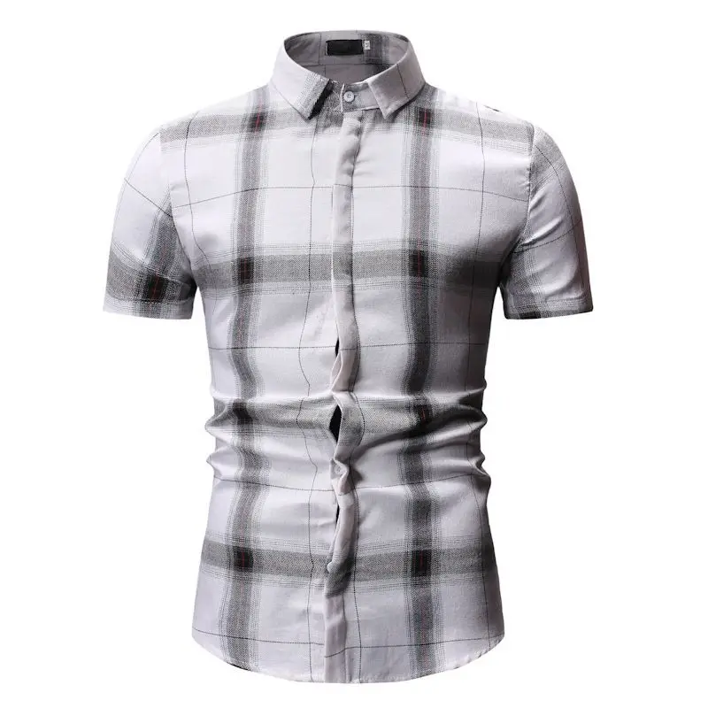 Men's Pliad Top Men Shirt Slim Fit Blouse Shirts Casual Short-sleeved Men Shirt Mens Shirts camisa masculina camisa hombre YS56 (1)