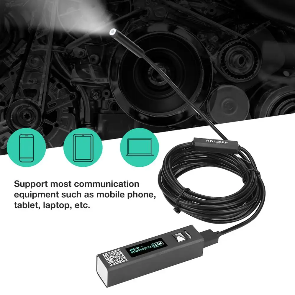 Инспекционная камера F150 1200P 8LED WiFi эндоскоп 2MP HD Бороскоп USB IP68 Водонепроницаемый