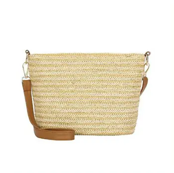 

Women's Retro Woven Handbag Beach Tote Bag Summer Travel Straw Shining fashion Comfortable Shoulder Satchel