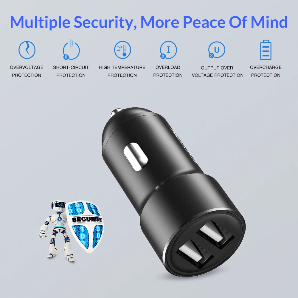 TOPK G207 Dual USB Car Charger 2.4A for iPhone Xiaomi redmi Note 7 Mi 9 Samsung S10 Car-Charger Mobile Phone Charger in car TOPK G207 Dual USB Car Charger 2.4A for iPhone Xiaomi redmi Note 7 Mi 9 Samsung S10 Car-Charger Mobile Phone Charger in car
