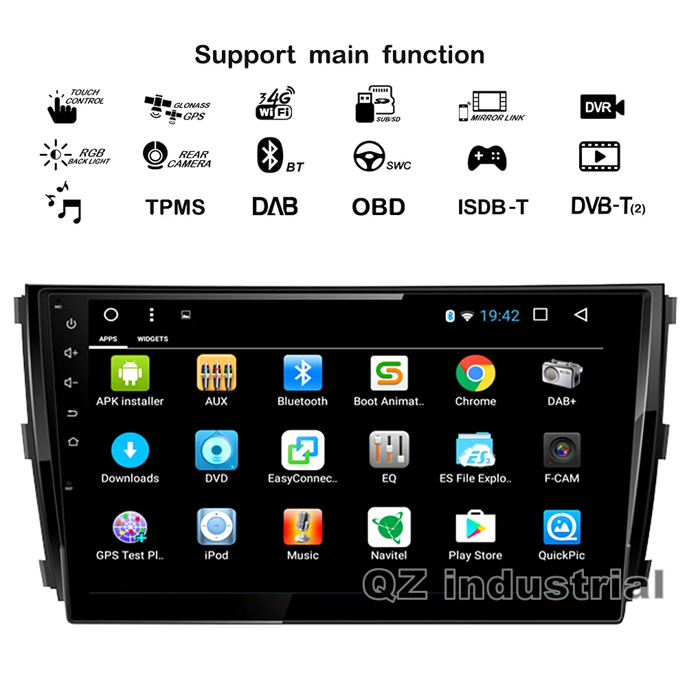 Top QZ industrial HD 10.2" 2.5D 8core Android 8.1 T8 for ZOTYE T600 2014-2017 Car DVD player with 3G 4G WIFI Radio Navi GPS RDS Map 2