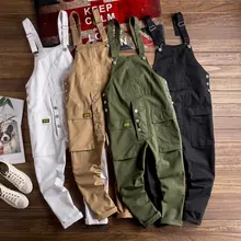 Японский ретро уличный стиль комбинезоны весна и осень мужские Нагрудники свободные пара повседневные рабочие брюки