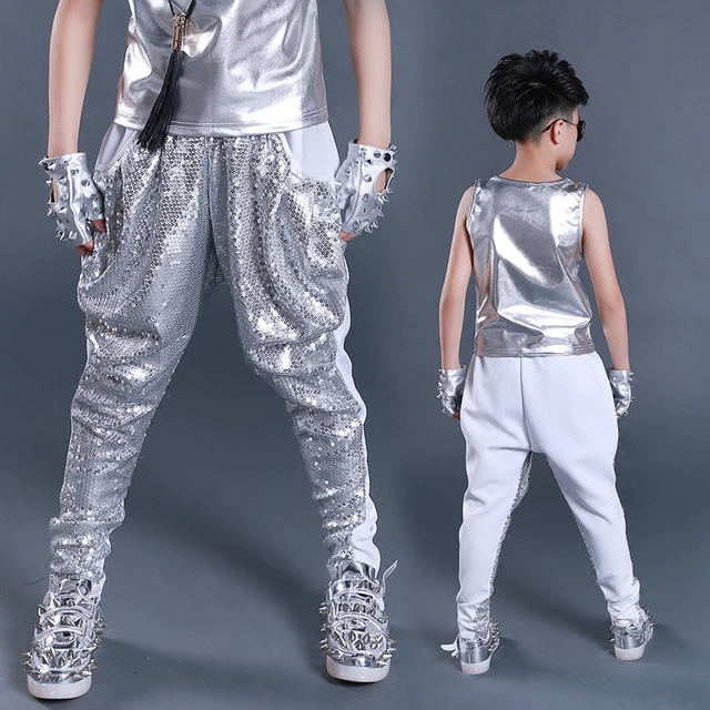 Hip Hop Costume Kids Sequined Harem Pants Boys Street Dancing Clothes Child Dance  Jazz Outfits Stage Performance Wear DNV11054 - AliExpress