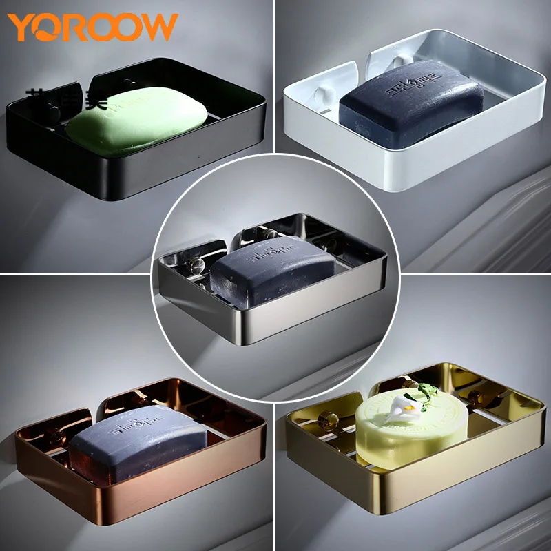 

Black Aluminum Bathroom Soap Holder Golden Rose Chrome Silvery Gold Accessories Wall Mounted Base Brush Free Shipping New YP0002