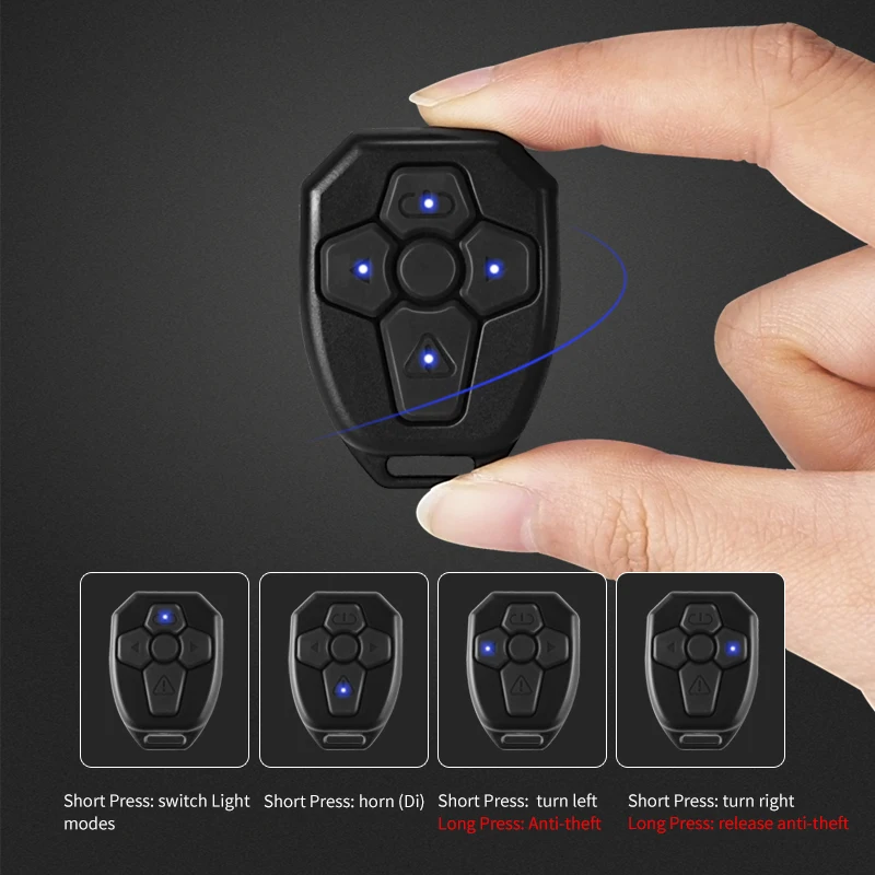 Sale Bicycle light charging bell burglar alarm wireless remote control turn signal for bicycle handlebar light led riding accessories 5