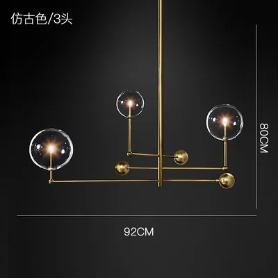 Современный дизайн стеклянный шар люстра 6 головок прозрачная стеклянная лампа люстра для гостиной кухни черный/золотой светильник - Цвет корпуса: 3 lights glod