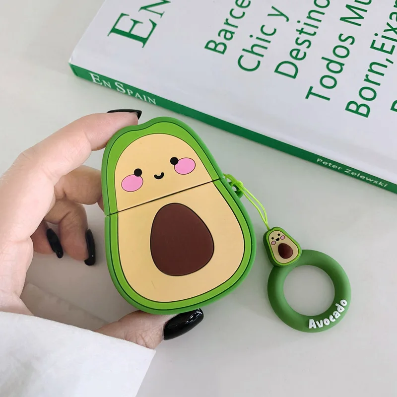 Милый мультяшный чехол для Apple Airpods Забавный мультяшный защитный чехол Bluetooth чехол для наушников модный силиконовый чехол s сумки для гарнитур - Цвет: Avocado