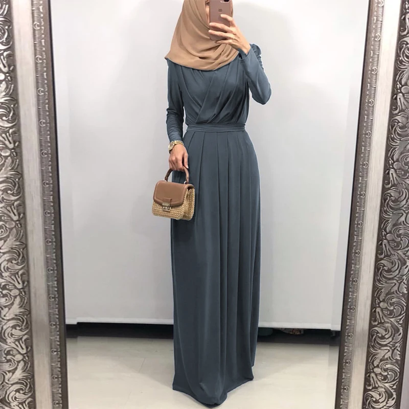 Новые женские мусульманское длинное платье стильная простота Ближний Восток мусульманин платье халат Рамадан Абаи Patchwotk элегантное