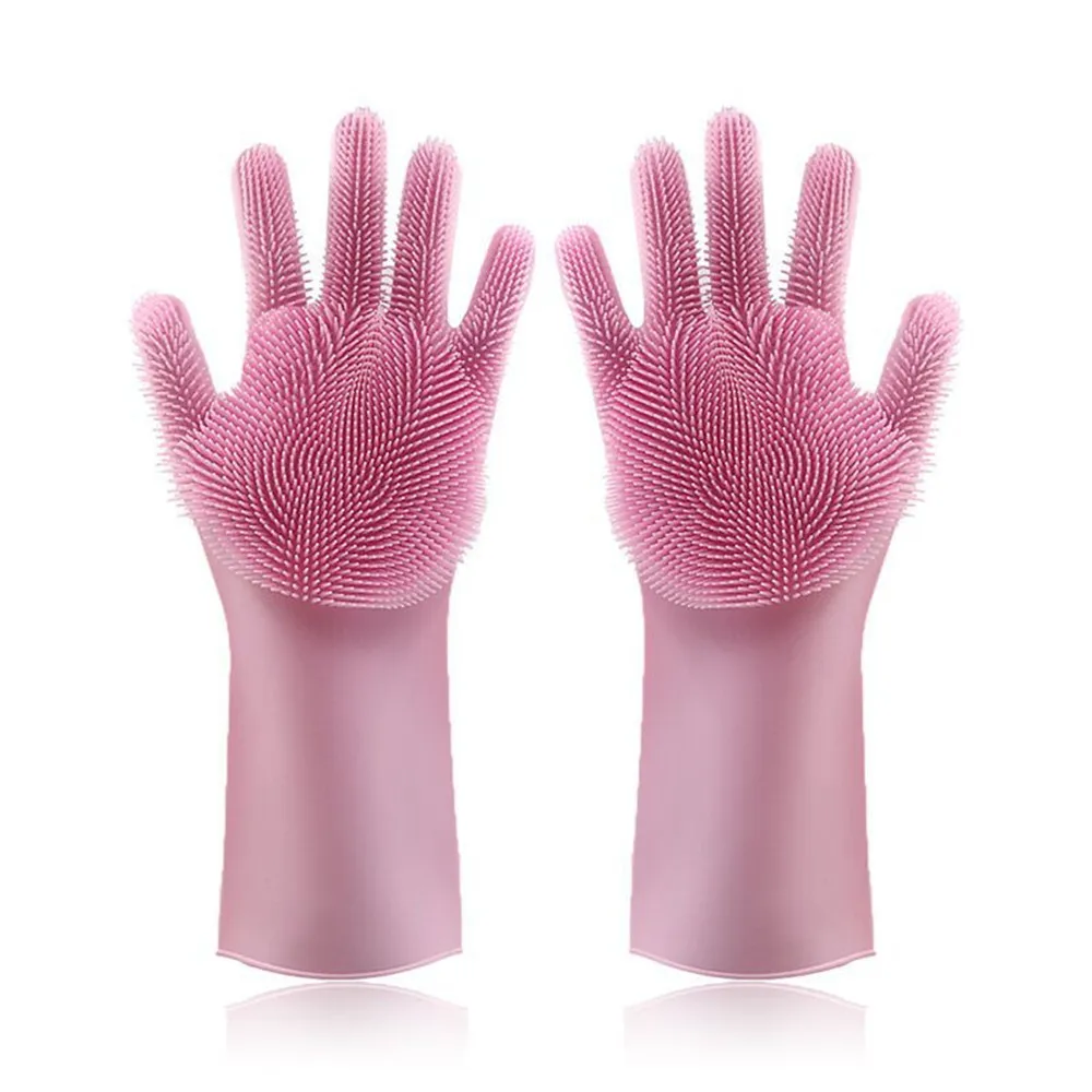 

1 Pairs Silicon Dish Scrubber Rubber Gloves Food Grade Cleaning Sponge Dishwashing Brushs Kitchen Dishes Washing Latex Gloves