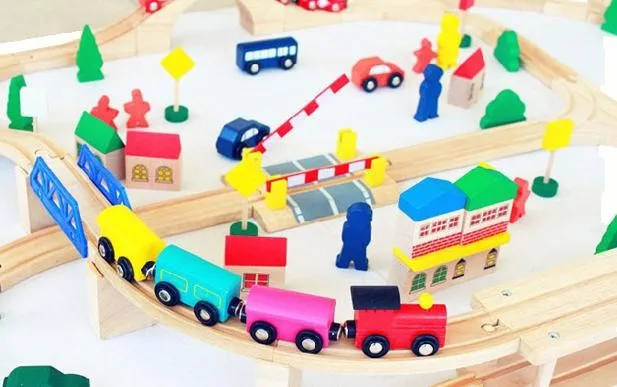 100 шт./компл. Бук деревянная игрушечная железная набор треков обучающая игрушка для детей игрушки поезд Конструкторы