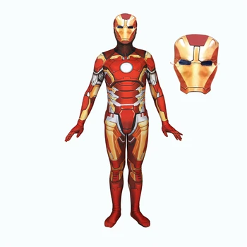 

Halloween Costume hero Zentai iron man Costume iron man Mask Cosplay 3D Printing Marvel Iron Man Cosplay Bodysuit