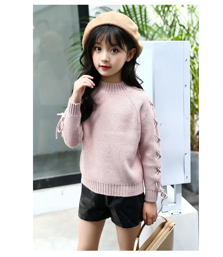 knitted big girls sweaters winter 2017 autumn knit sweaters for girls' school clothing solid pink brown long sleeve tops 5 6 7 8 9 10 11 12 13 14 15 16 years little big teenage girls  sweaters for children girls sweaters  (13)
