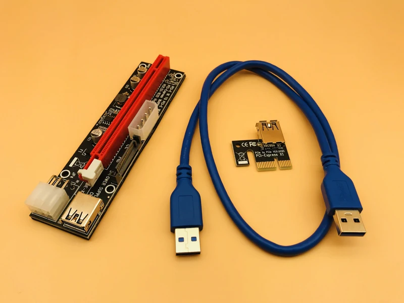^*Best Offers 50pcs PCI-E PCI E Express 1X to 16X graphics Riser Extender Card SATA 15 Pin 6 Pin 4 PIN 3 Power Supply With LED light display