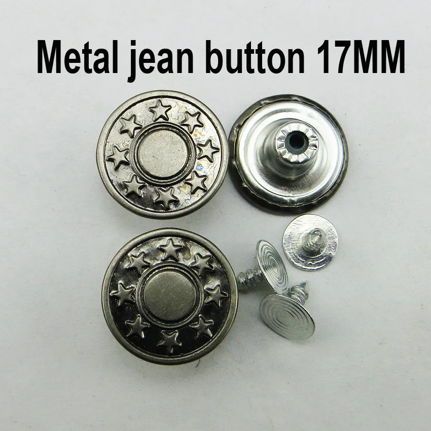 

50PCS 17MM GUN BLACK STAR new design metal jeans button brand round buttons clothes accessory MJB-184