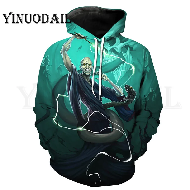 

Green Letter Gryffindor Fans Made 3D Printed Hoodie with Pocket Ravenclaw for Unisex Costume Voldemort Sweatshirt Magic Hoodies