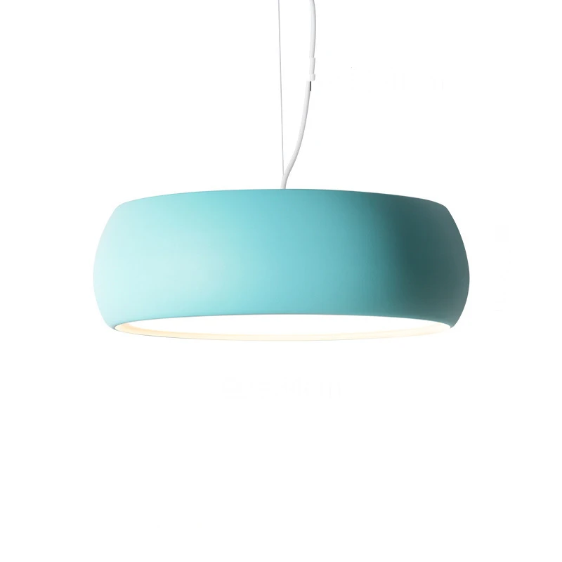 

Modern simple macarons pendant lights circular plate droplight orange blue pink color sweet kids room study lighting fixture