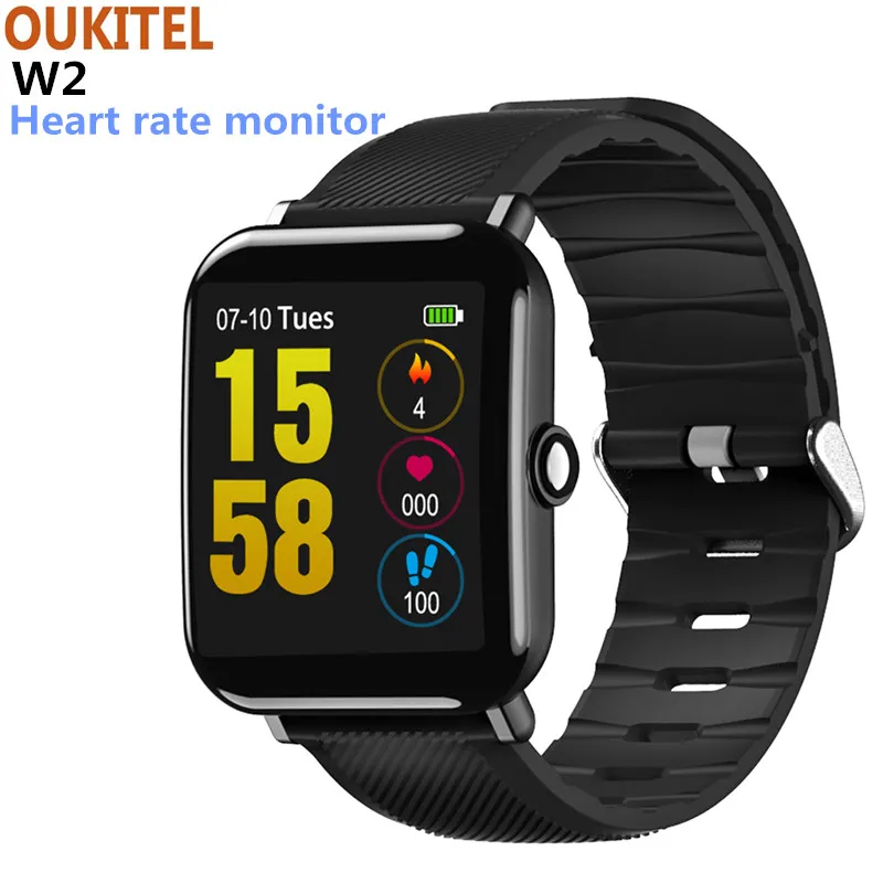 

OUKITEL W2 Smart Watch Waterproof IP67 Heart Rate Monitoring Pedometer Remote Camera Sedentary Reminder 1.3inch Sports Watch