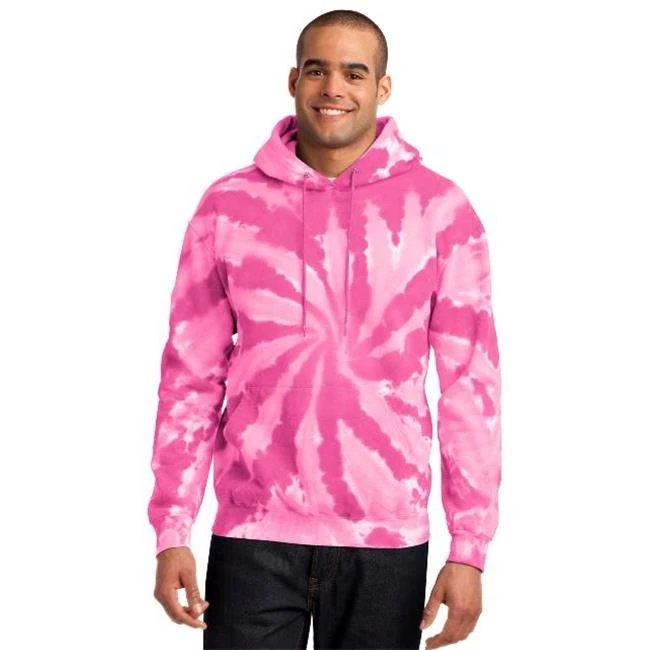 Port & Co PC146 Tie-Dye Pullover Hooded Sweatshirt Pink - 2XL
