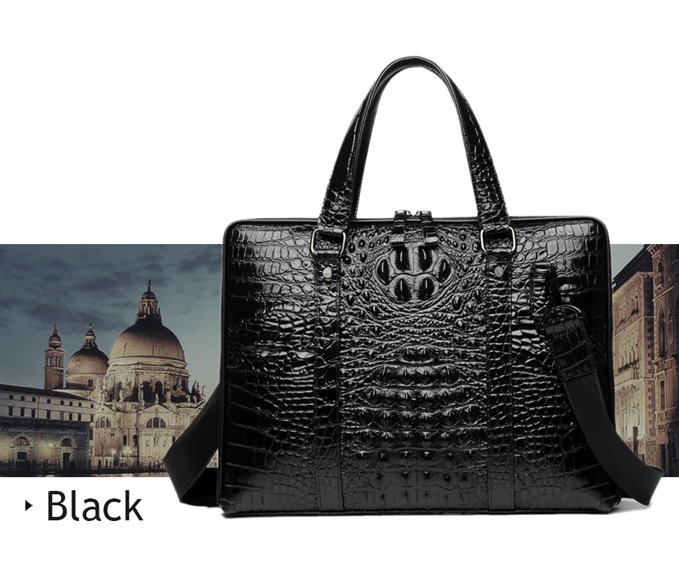 Пурани мужской Бизнес Сумка Высокое качество кожа Для мужчин Портфели сумки натуральная кожа крокодила Мода ноутбук сумка сумки