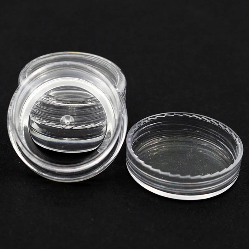 50PCS/100PCS 2.5ML 명확한 플라스틱 보석 구슬 저장 상자 작은 둥근 콘테이너 항아리는 주최자 상자를 구성합니다