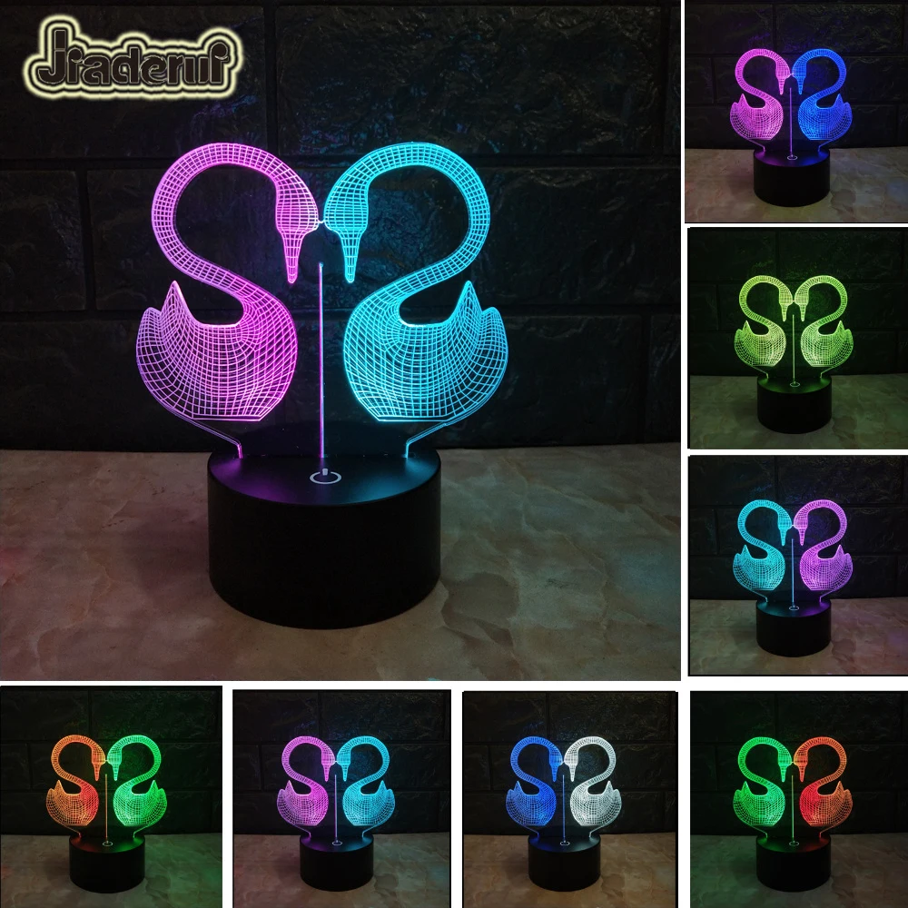 

Jiaderui Novelty Romantic Swan Dichroic 3D LED Home Decor Table Lamp Baby Night Lights Color Changing Valentine's Creative Gifts