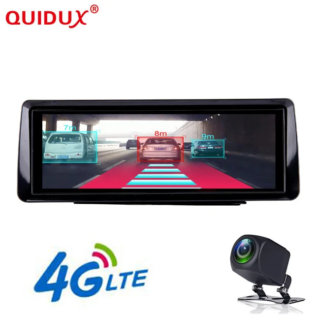 Best Value QUIDUX 8" 4G Car Dash Camera Android GPS Nav ADAS Full HD 1080P Car Video Recorder Night Vision WiFi Dual cam with Reverse image