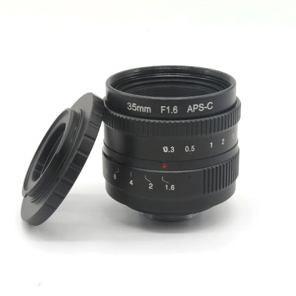 35 мм f1.6 C mount Объектив камеры ВИДЕОНАБЛЮДЕНИЯ для APS сенсор с M4/3 переходное кольцо