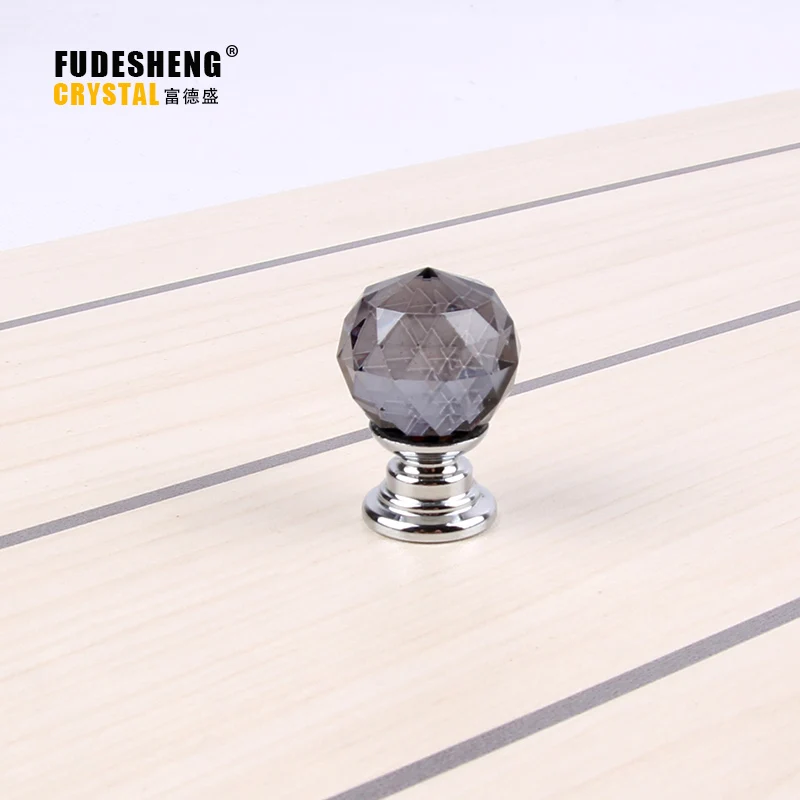 20mm Furniture cabinet door drawer handle Crystal Ball Drawer Knobs Gray With Zinc Base Handle Chrome Finish 10PCS | Обустройство