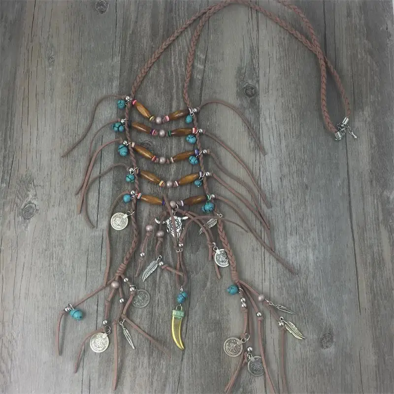 Новинка, богемное длинное ожерелье с бахромой и бусинами, богемное длинное ожерелье с морским пляжем, богемное этническое ожерелье