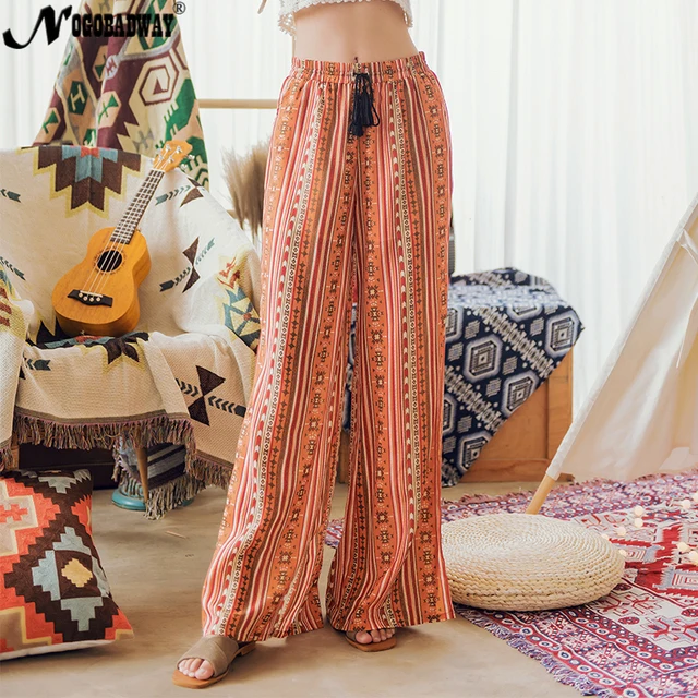 Aliexpress.com : Buy Chiffon split wide leg pants women bohemian summer ...